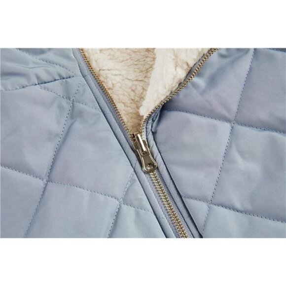 Valphsio Women's Reversible Sherpa Vest Quilted Zip Fleece Padded Gilet with - Picture 4 of 6